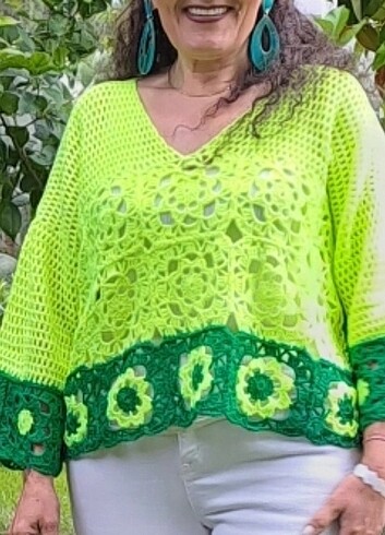 El Örgüsü Neon Fıstık Yeşili Kazak 
