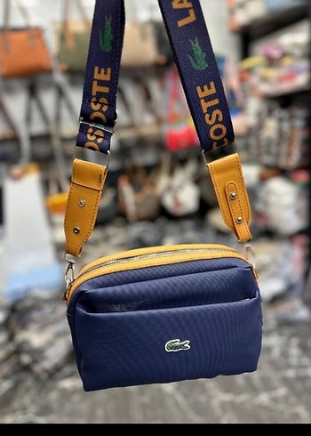 Lacoste Mavi Yılan Desenli Bel Çantası