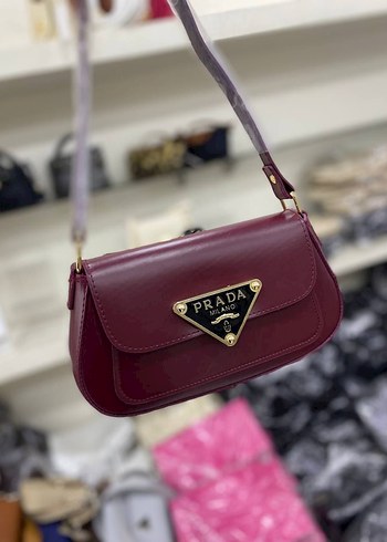 Burgundy Deri Prada Kadın Çanta
