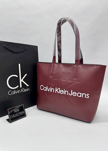 Bordo Parlak Deri Calvin Klein Kadın Çanta