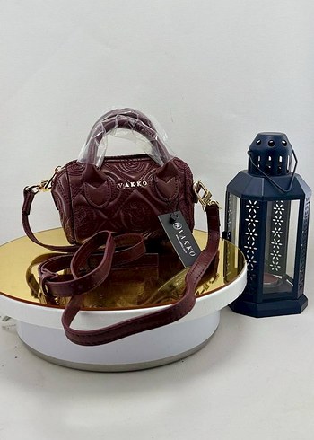 Bordo Deri Baskılı Klasik Kadın Çanta