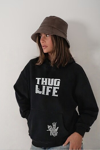 Tupac sırt baskılı sweatshirt/hoodie
