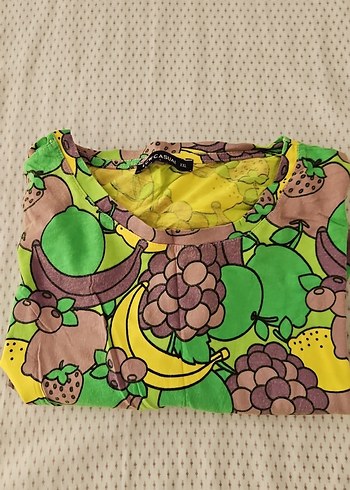 Bohem Renkli Desenli Kısa Kollu kadın T-shirt - Görsel 4