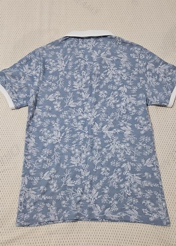 Mavi Çiçek Desenli Erkek Polo Tişört - Görsel 2