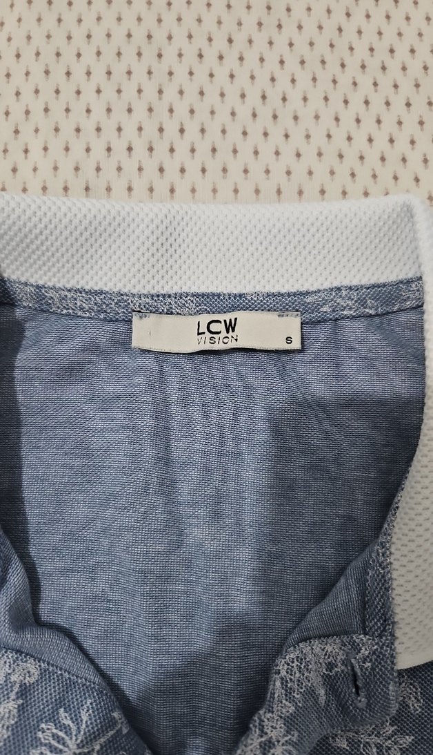 Mavi Çiçek Desenli Erkek Polo Tişört - Görsel 3