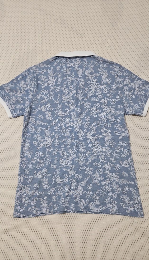 Mavi Çiçek Desenli Erkek Polo Tişört - Görsel 2