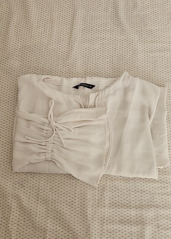 Düğmeli, Uzun Kollu, Beyaz Kadın Gömlek - Görsel 6