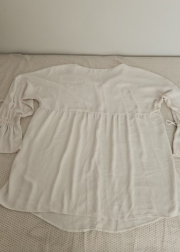 Düğmeli, Uzun Kollu, Beyaz Kadın Gömlek - Görsel 3