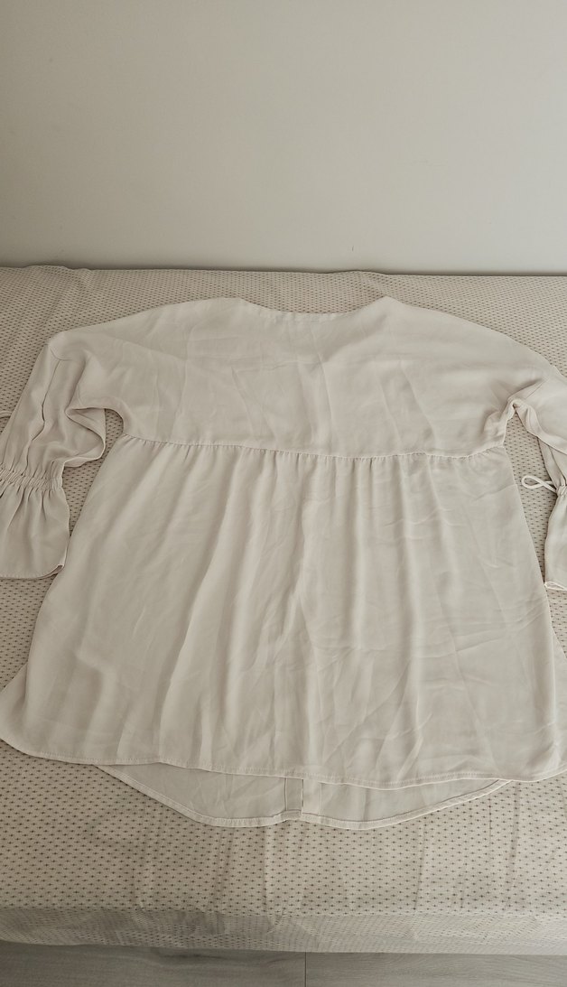 Düğmeli, Uzun Kollu, Beyaz Kadın Gömlek - Görsel 3