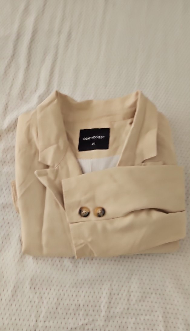 Bej Düğmeli Kadın Blazer Ceket - Görsel 5