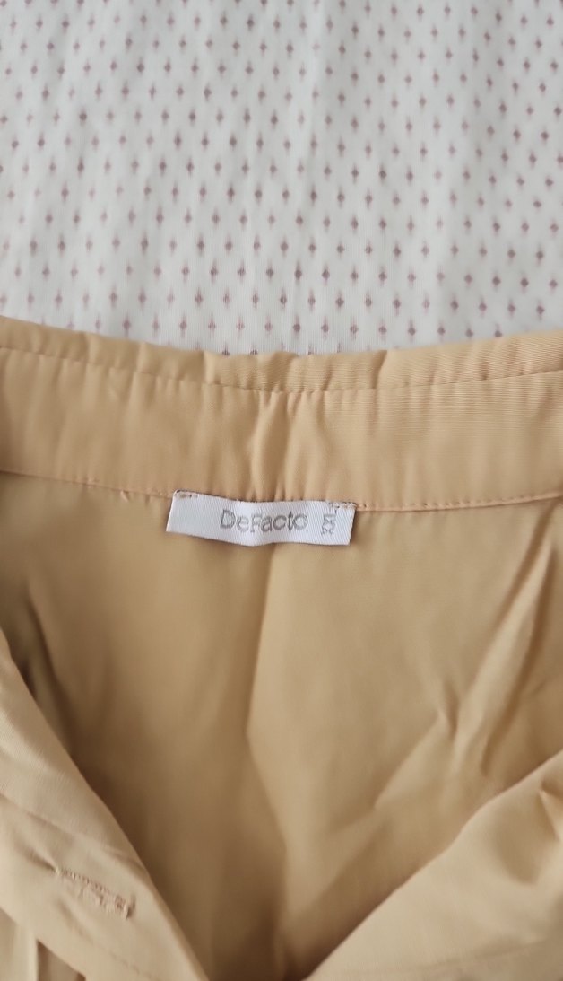 Bej Kısa Kollu Keten Gömlek - Görsel 4