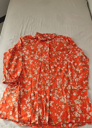 Çiçek Desenli Kırmızı Bohem Kadın Gömlek - Görsel 2