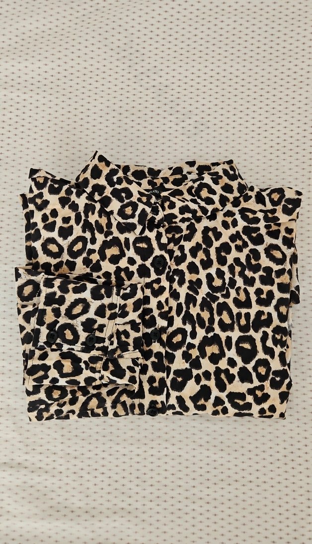 Düğmeli Leopar Desenli Kadın Gömlek - Görsel 5