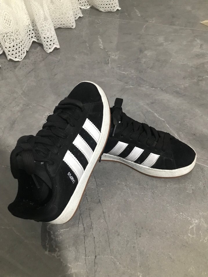 Siyah Beyaz Çizgili Kadın Sneakers - Görsel 4