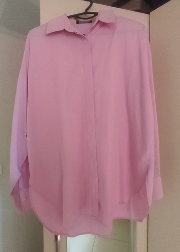 Pembe Salaş Midi Kadın Gömlek