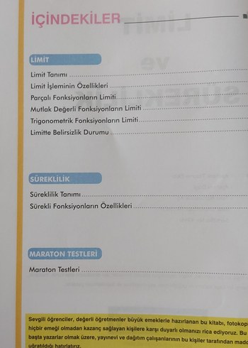  Limit ve Süreklilik Konu Anlatımlı Soru Bankası