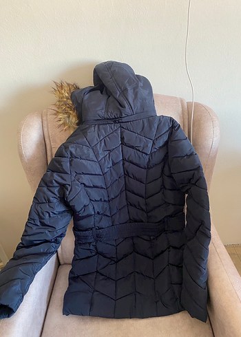 LC Waikiki Kürk Detaylı Koyu Gri Kadın Kışlık Mont