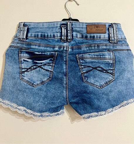 Diğer Pullit Mavi Mini Jeans Şort