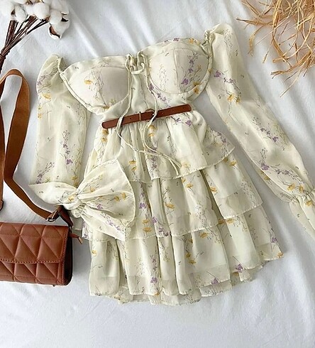 vivera boutique desenli şifon elbise