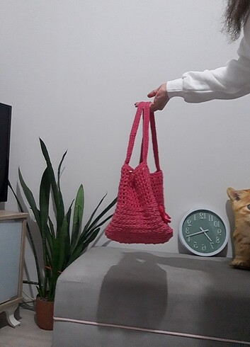 Tasarımcı Pembe File Çanta 