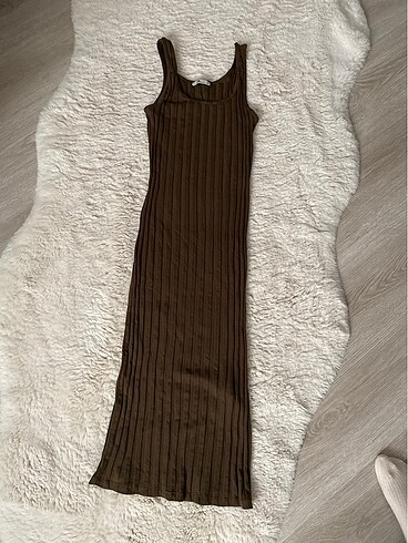 Haki Midi Dar Elbise - Görsel 3