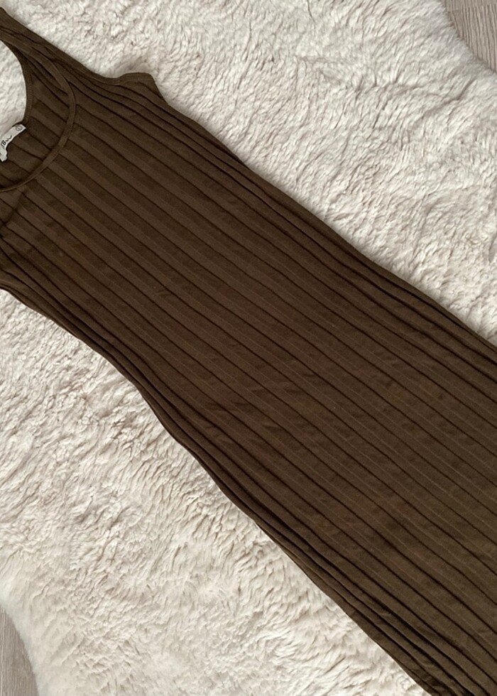 Haki Midi Dar Elbise - Görsel 4