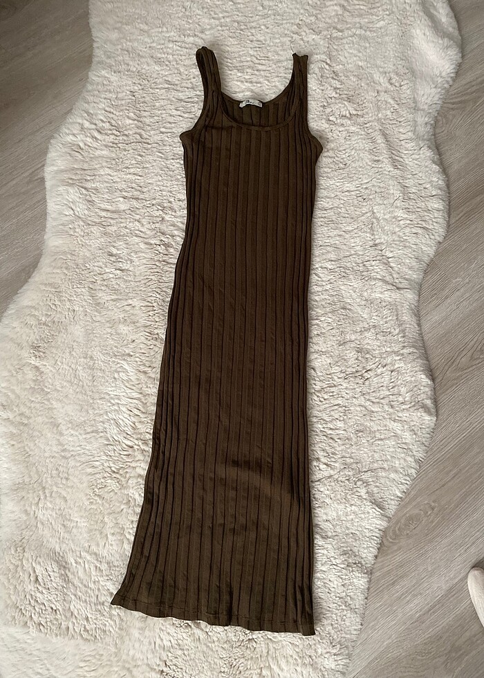 Haki Midi Dar Elbise - Görsel 3