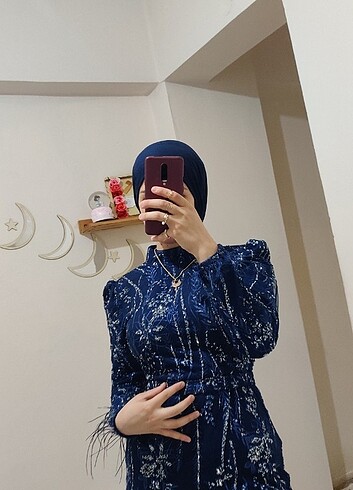 Tesettür balık model taşlı abiye 