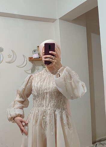 Tesettür özel dikim abiye prenses model 