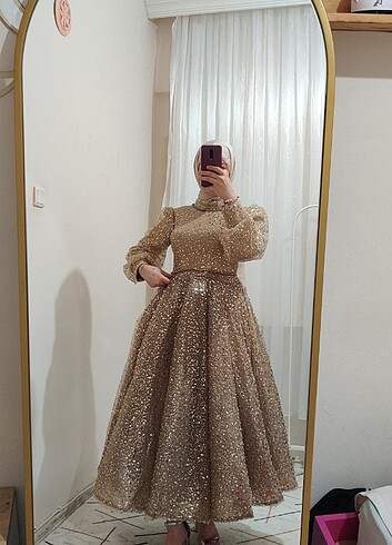 Tesettür kabarık prenses model abiye 