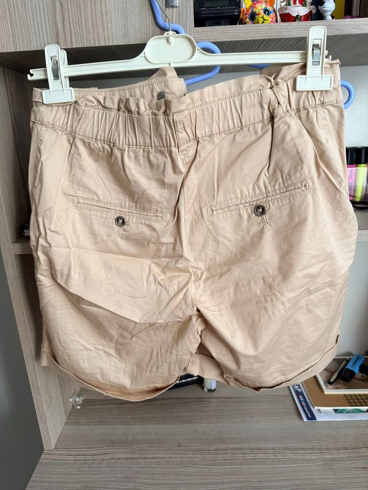 Bej Mini Şortu Loose Fit - Görsel 2