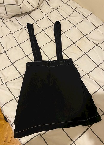 Düğmeli Siyah Askılı Mini elbise - Görsel 4