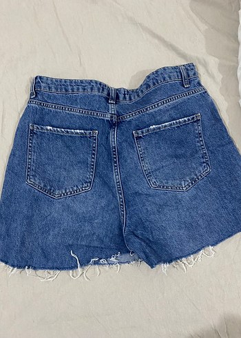 Kadın Mavi Rahat Kesim Mini Kot Şort - Görsel 5