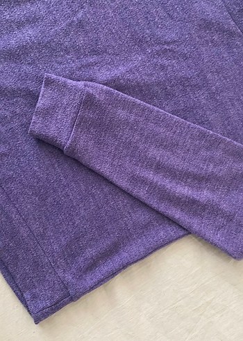 Kadın Mor Keten Triko, Kayık Yaka, Uzun Kollu - Görsel 2