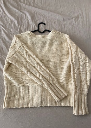 Kadın Örgü Beyaz Midi Taşlı Hırka - Görsel 2