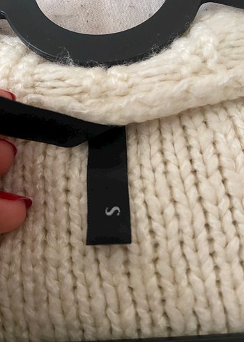 Kadın Örgü Beyaz Midi Taşlı Hırka - Görsel 6