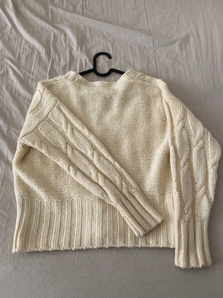 Kadın Örgü Beyaz Midi Taşlı Hırka - Görsel 2