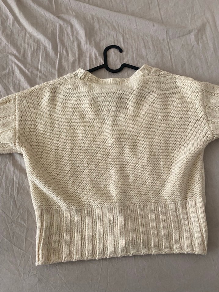 Kadın Örgü Beyaz Midi Taşlı Hırka - Görsel 3