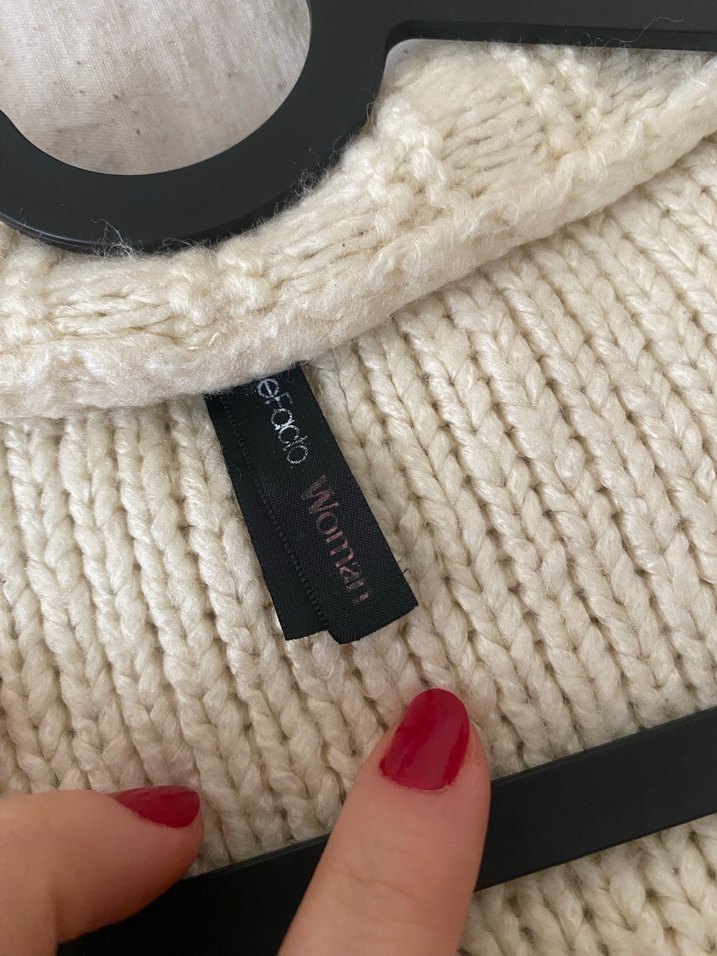 Kadın Örgü Beyaz Midi Taşlı Hırka - Görsel 5