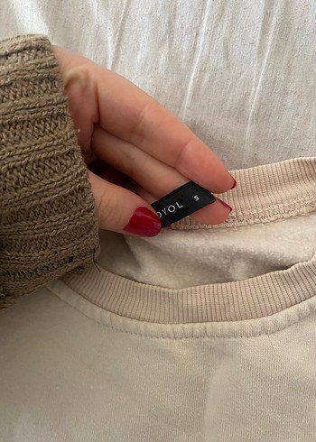 Bej Kısa Oversize Kadın Sweatshirt - Görsel 4