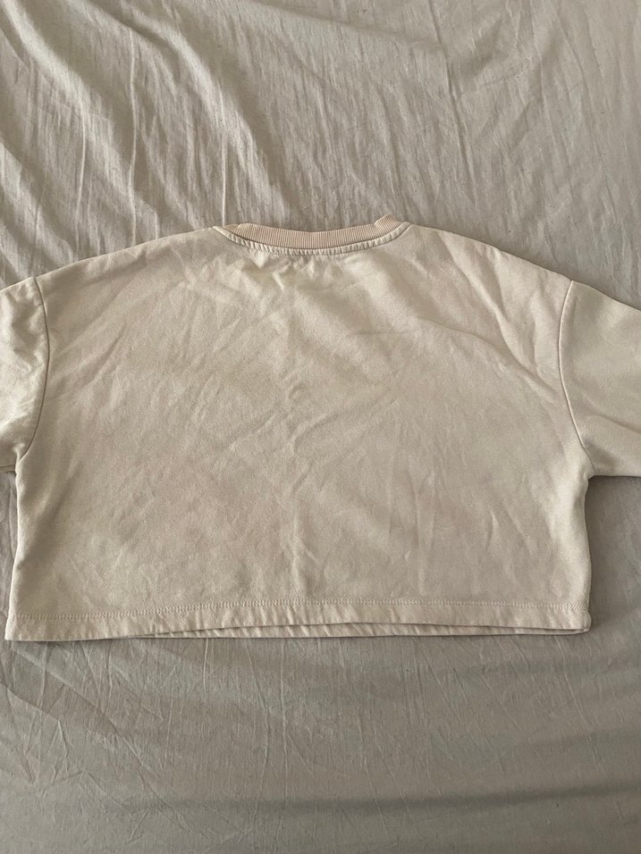 Bej Kısa Oversize Kadın Sweatshirt - Görsel 2