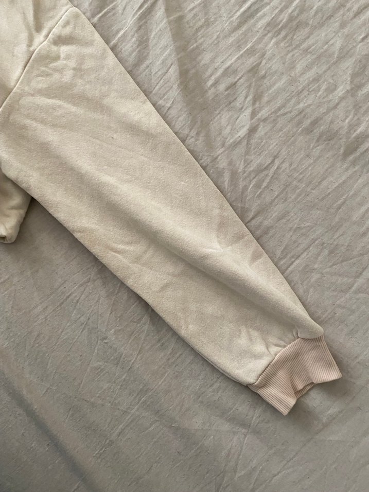 Bej Kısa Oversize Kadın Sweatshirt - Görsel 3