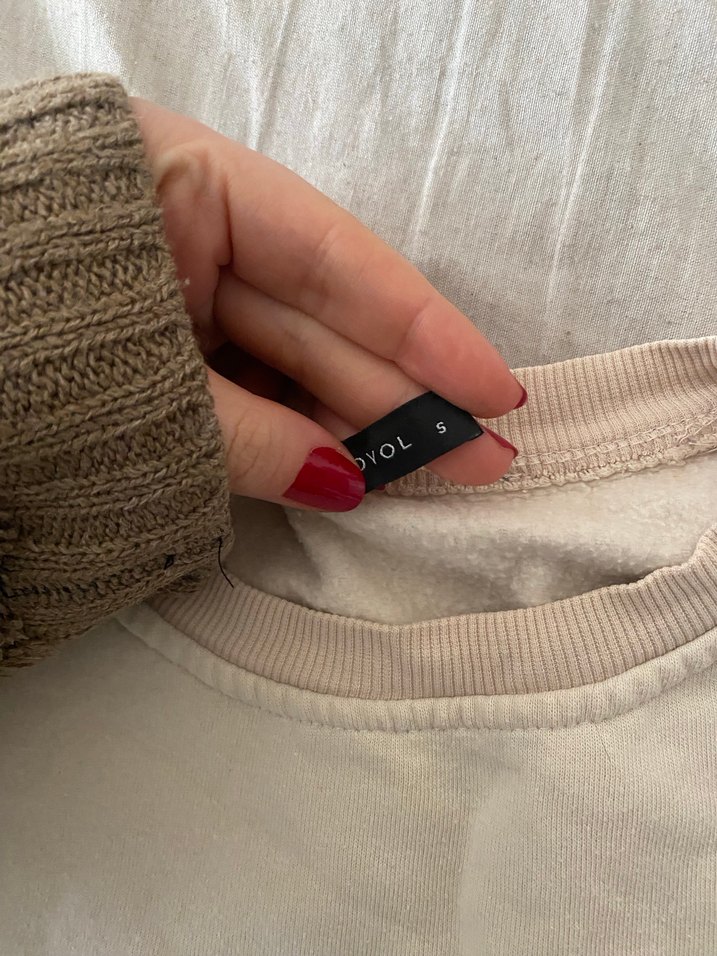 Bej Kısa Oversize Kadın Sweatshirt - Görsel 4