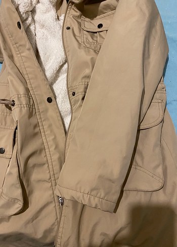 Bej Kadın Midi Boy Sıcak Mont - Görsel 4