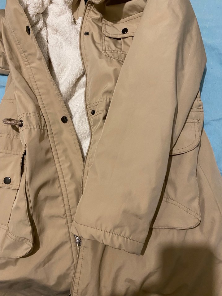 Bej Kadın Midi Boy Sıcak Mont - Görsel 4