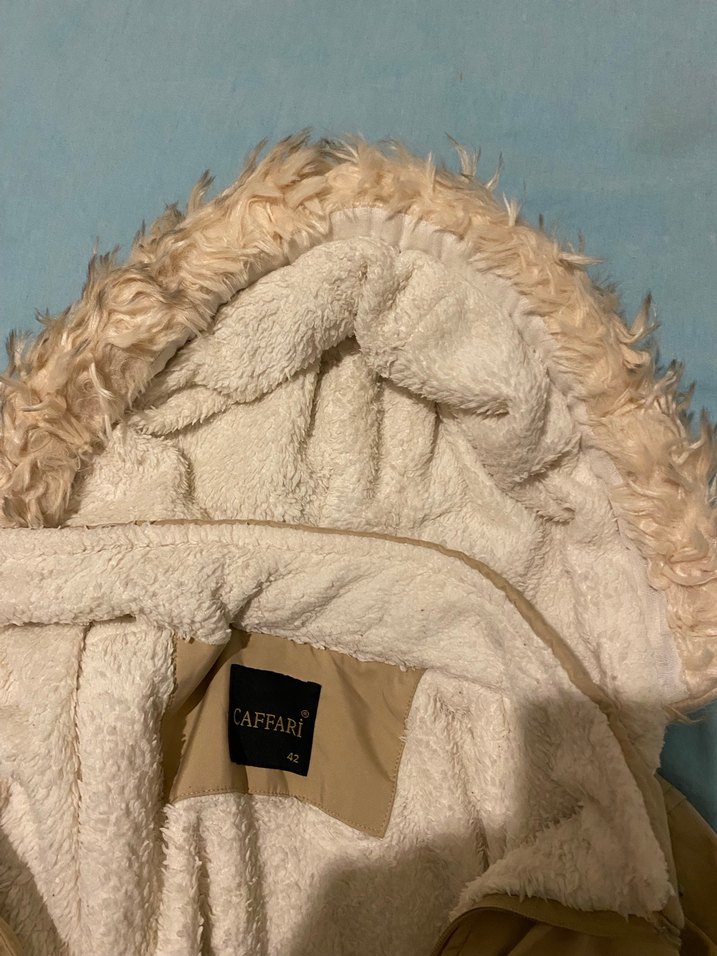 Bej Kadın Midi Boy Sıcak Mont - Görsel 5