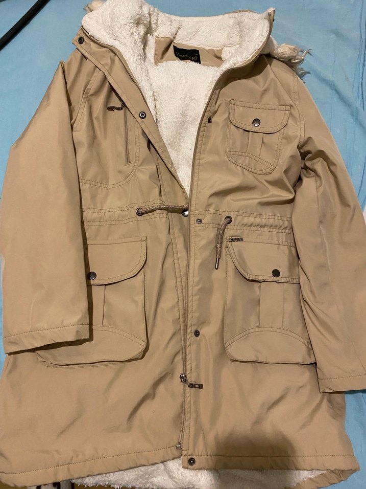 Bej Kadın Midi Boy Sıcak Mont - Görsel 2