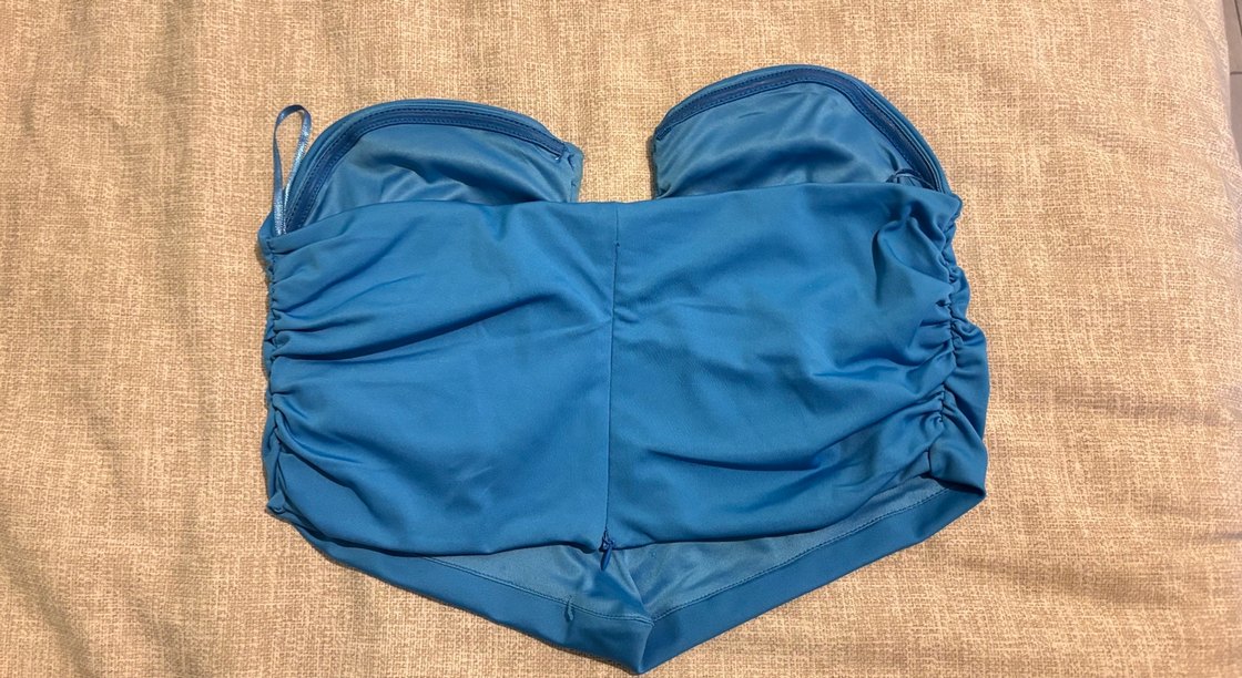 Mavi straplez crop - Görsel 3