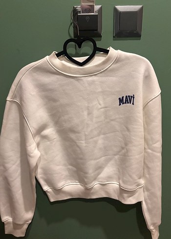 Mavi Baskılı Beyaz Kadın Sweatshirt