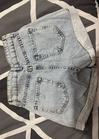 Düğmeli Baskılı Gri Mavi Kadın Denim Pantolon - Görsel 2